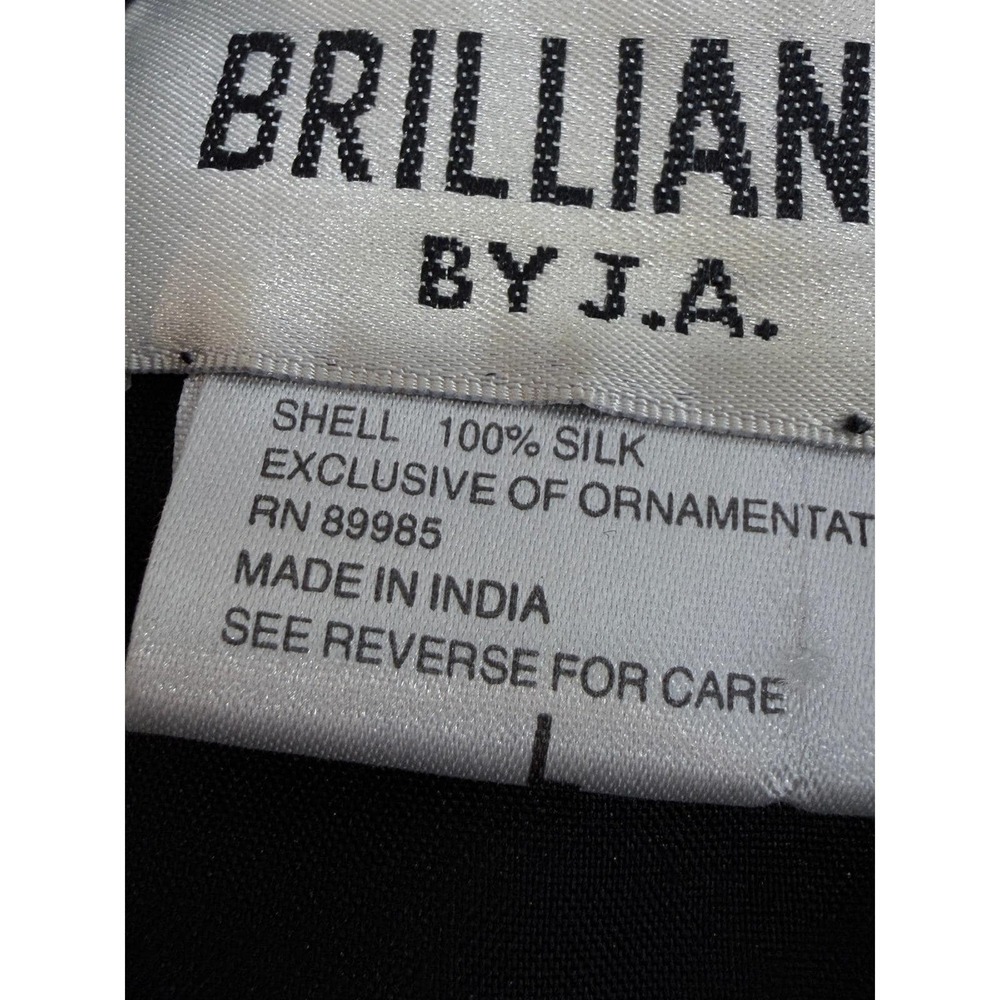 Brilliante by JA Vintage 80s Black Silk Beaded Sequin Cocktail Dress L - Picture 3 of 13